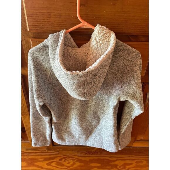 Koppen Small Gray Sweater Fleece Hooded Pullover Sherpa Pocket - Picture 3 of 3